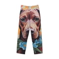 thumbnail image 1 of Lsque Painted Flower Puppy Print Men's Pajama Pants, Lounge Pant - Comfortable Home Wear,Elastic Waistband, Stylish Design-XX-Large, 1 of 9
