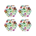 thumbnail image 1 of Lsque Paisley Pattern 4" Drink Coasters Set of 4, PVC Leather Absorbent Coasters, Table Coaster Set Decorative Coffee Cup Coasters Housewarming Gift -Hexagon, 1 of 6