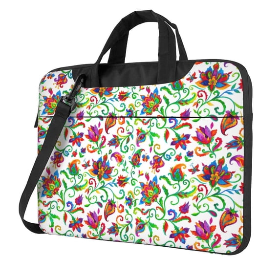 Lsque Paisley Pattern Laptop Bag – Portable & Slim Single-Shoulder Computer Case with Adjustable Strap, Protective, Lightweight for 13”/14”/15.6” Laptops