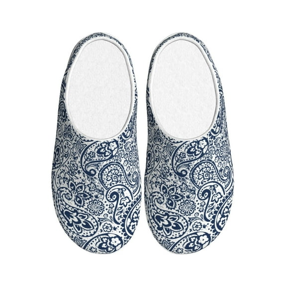 Lsque Paisley4 Pattern Womens Comfort Cotton on Scuff With Memory Foam and Anti-skid Sole Slipper-42/43