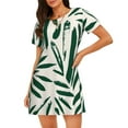 thumbnail image 1 of Lsque Palm Branch With Leaves Pattern Nightgowns for Women Sleep Shirts Short Sleeve Nightshirt Pullover Nightdress Soft Sleepwear Relaxed Fit Nightdress, 1 of 6