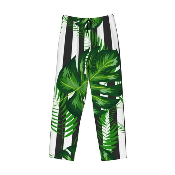 Lsque Palm Greenery Print Men's Pajama Pants, Lounge Pant - Comfortable Home Wear,Elastic Waistband, Stylish Design-X-Large