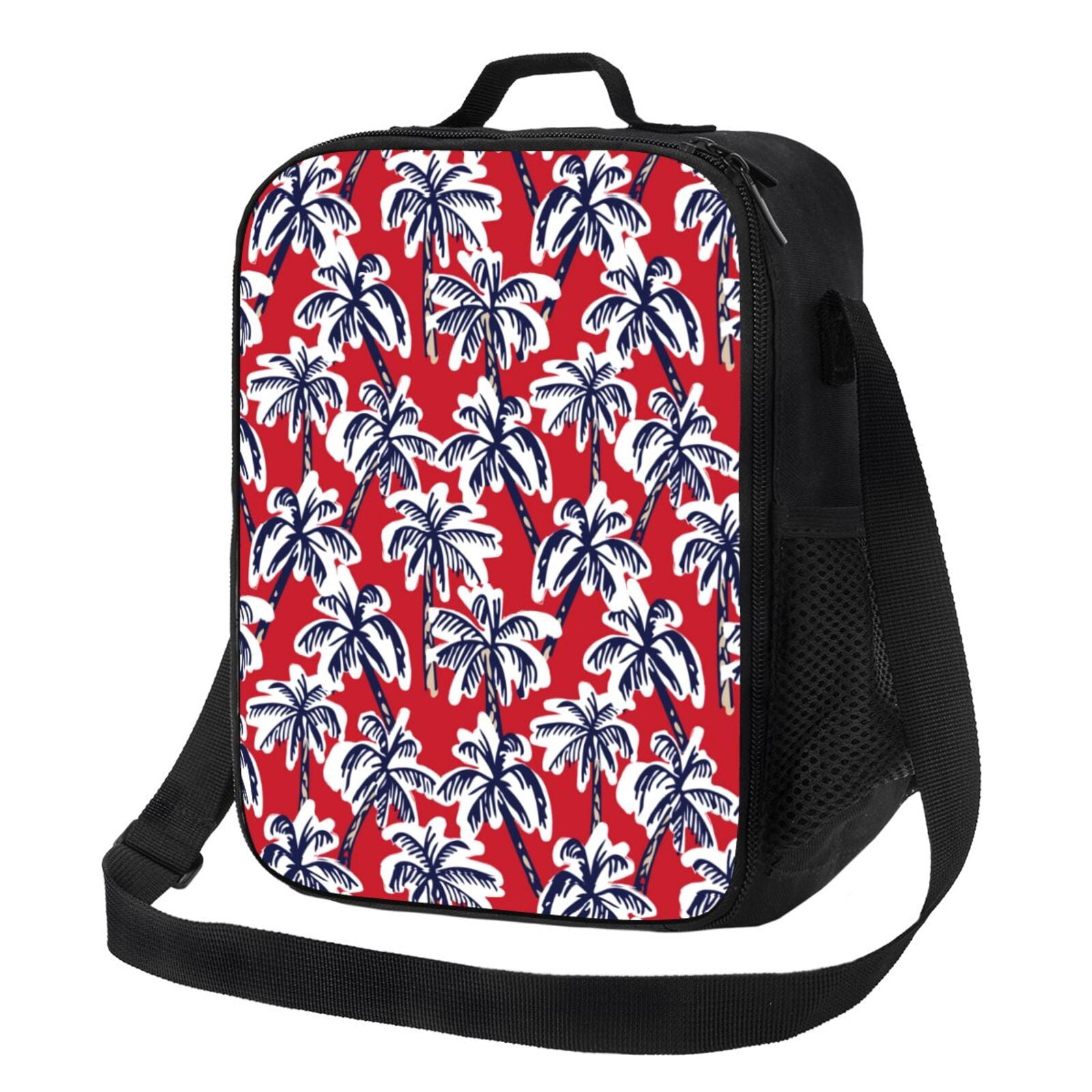 Lsque Palm Tree Pattern on Red Lunch Bag Lunch Box for Women Men ...