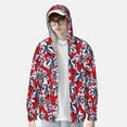 thumbnail image 1 of Lsque Palm Tree Pattern on Red UPF 50+ Lightweight Sun Protection Men's Women's Long Sleeve Shirt, Hoodie Performance -Medium, 1 of 9