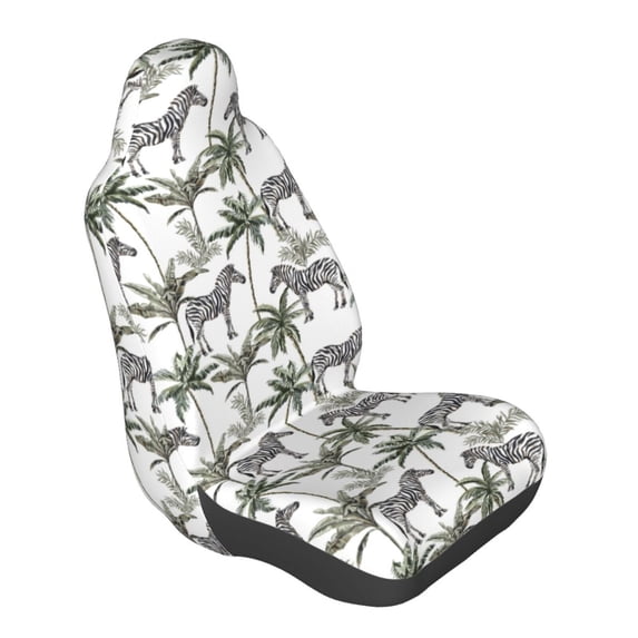 Lsque Palm Trees Zebra Pattern Car Seat Covers for Front Seats , Waterproof Seat Covers for Cars, Sporty Front Seat Covers,Car Seat Cover Protector Front Seats