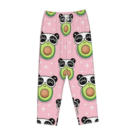 Lsque Panda Avocado Print Women's Pajama Pants, Lounge Pant - Comfortable Home Wear,Elastic Waistband, Stylish Design-Large