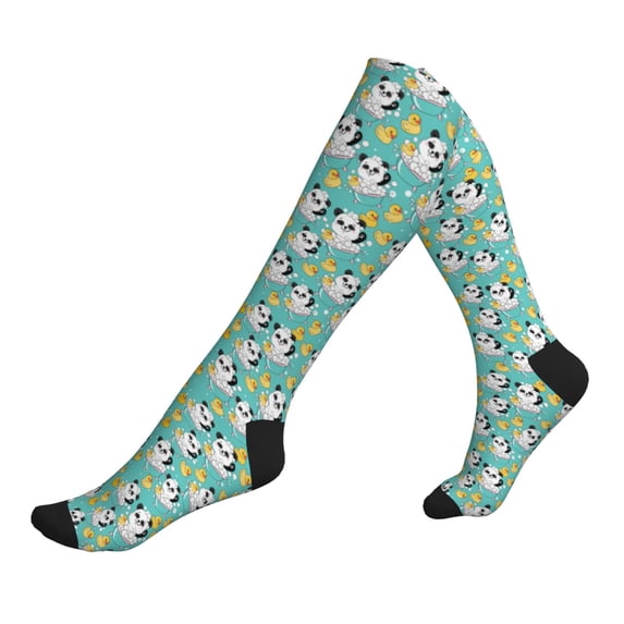 Lsque Panda Bathing In The Bath Pattern Sport Compression Socks for Men & Women 15-20 mmHg Knee High Nurse Pregnant Running Medical and Travel Athletic