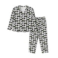 thumbnail image 1 of Lsque Panda Bear Pattern Long Sleeve Pajama Set for Women - Soft 2-Piece Sleepwear and Loungewear Set with Pockets, Comfy Nightwear-Large, 1 of 7