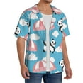thumbnail image 1 of Lsque Panda Flying in the Sky print Men's Cuban Collar Short Sleeve Shirt Summer Beachwear Casual Button Down Fashionable Vacation Leisure Shirt-3X-Large, 1 of 7