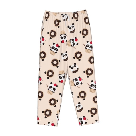 Lsque Panda Ice Creams Donuts Print Women's Pajama Pants, Lounge Pant - Comfortable Home Wear,Elastic Waistband, Stylish Design-X-Large