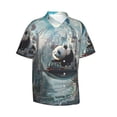 thumbnail image 1 of Lsque Panda In Futuristic City pattern Hawaiian Shirt for Men, Unisex Summer Beach Casual Short Sleeve Button Down Shirts-Medium, 1 of 9