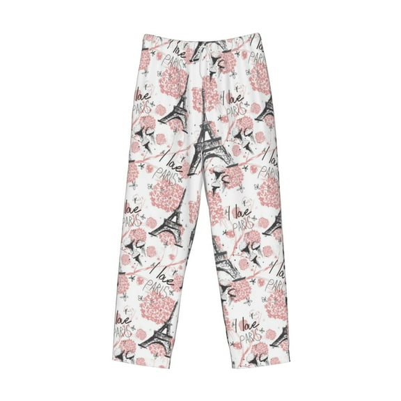 Lsque Paris Print Men's Pajama Pants, Lounge Pant - Comfortable Home Wear,Elastic Waistband, Stylish Design-Medium