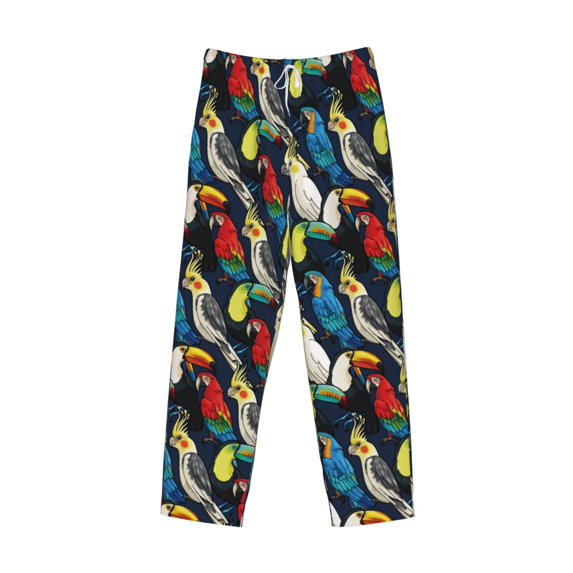 Lsque Parrot Print Men's Pajama Pants, Lounge Pant - Comfortable Home Wear,Elastic Waistband, Stylish Design-Large