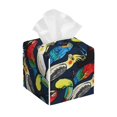 thumbnail image 1 of Lsque Parrot Printed Tissue Box Cover Holder, Facial Paper Organizer Dispenser,Square with Bottom Belt, PVC Leather Decorative Organizer, 1 of 8