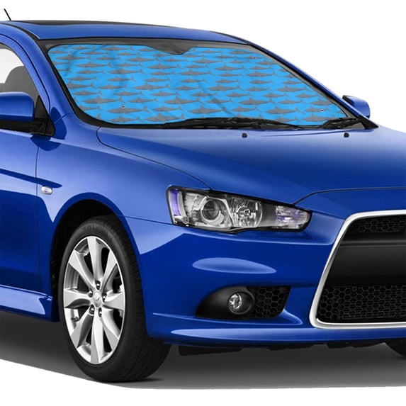 Lsque Party Shark Cute Car Windshield Sun Shade | Accordion Folding Style Auto Shade for Car Truck SUV Van | Blocks UV Rays Sun Visor Protector | Medium