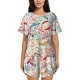 thumbnail image 1 of Lsque Passport Stamp Women's Short-Sleeved Pajama Set - 2 Piece Soft and Lightweight Sleepwear Set-Large, 1 of 9