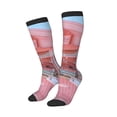 thumbnail image 1 of Lsque Pastel Pink Beach Cafe Printed Crew Socks Men's Women's LightWeight Thin Casual Calf Socks ,Knee High Socks,Cotton Socks, 1 of 9