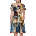 thumbnail image 1 of Lsque Patriotic Bulldog Welcome Print Women's Casual Dress T-Shirt Summer Short Sleeve Scoop Neck Swing Dresses, 1 of 6