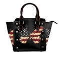 thumbnail image 1 of Lsque Patriotic USA Butterfly Art Pattern Leather Rivet Shoulder Bag – Elegant Genuine Leather & Microfiber PU Crossbody with Detachable Adjustable Strap, 1 of 5