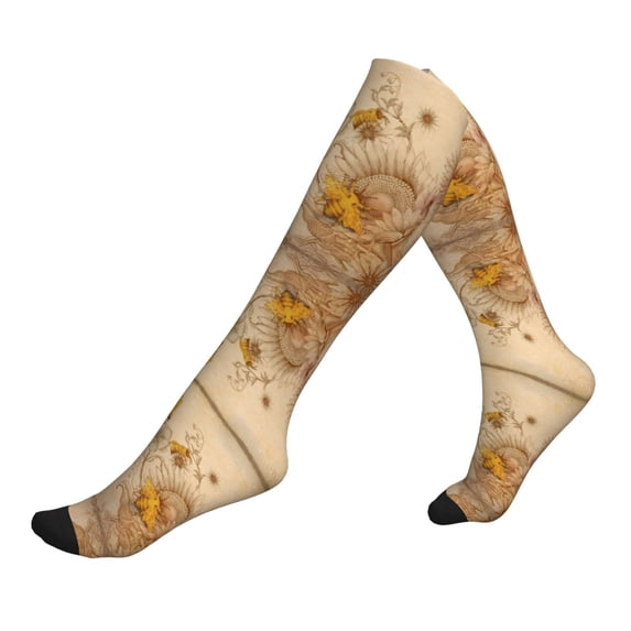 Lsque Pattern Sport Compression Socks for Men & Women 15-20 mmHg Knee High Nurse Pregnant Running Medical and Travel Athletic