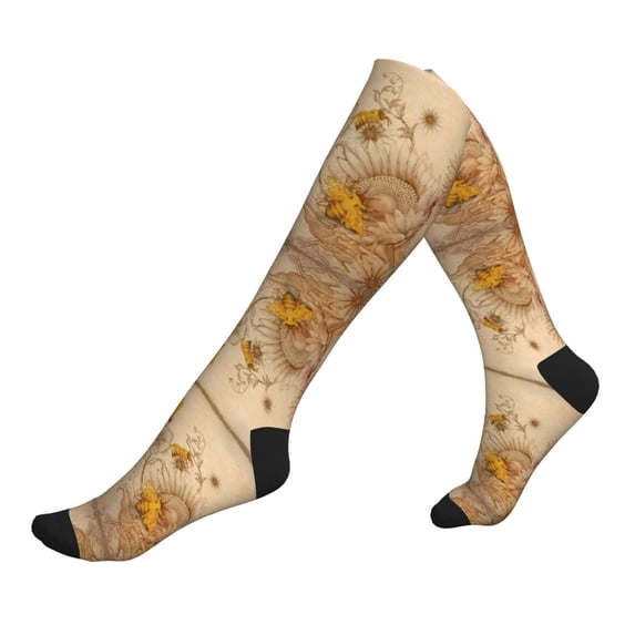 Lsque Pattern Sport Compression Socks for Men & Women 15-20 mmHg Knee High Nurse Pregnant Running Medical and Travel Athletic