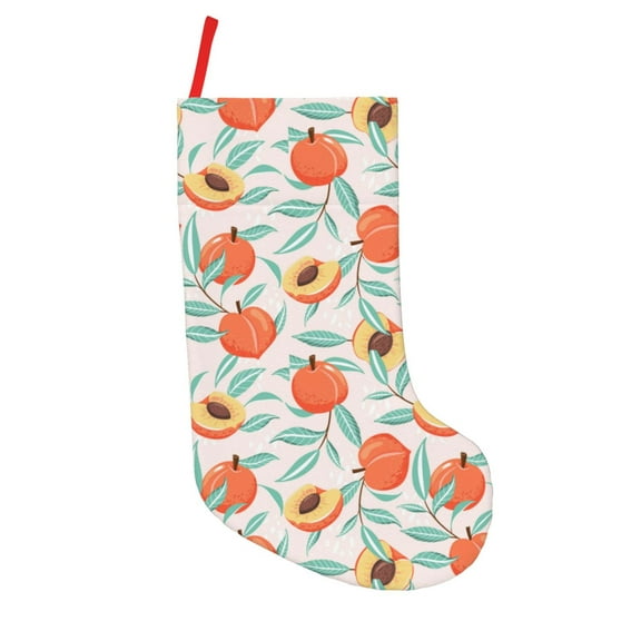 Lsque Peach Pattern 18 Inch Christmas Stockings, Festive Holiday Stocking for Christmas Decorations Holiday Decor