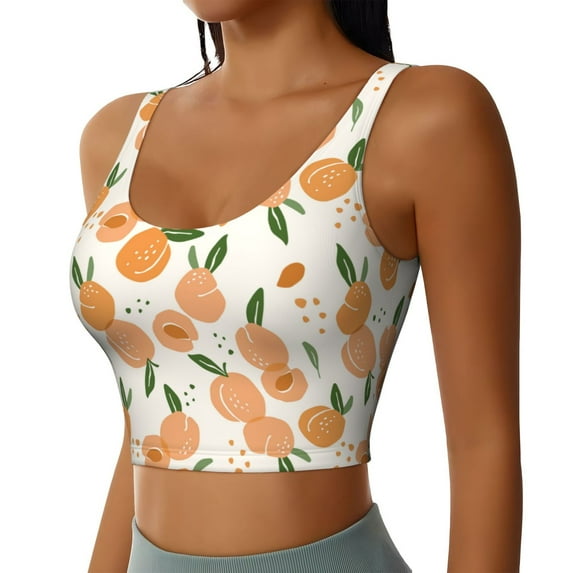 Lsque Peaches Printed Women'S Sports Bra, Compression, Moisture Wicking, High-Impact Sports Bra For Women,Supportive sports bra-X-Large