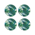 thumbnail image 1 of Lsque Peacock And Flowers Pattern 4" Drink Coasters Set of 4, PVC Leather Absorbent Coasters, Table Coaster Set Decorative Coffee Cup Coasters Housewarming Gift -Round Shape, 1 of 6