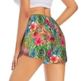 thumbnail image 1 of Lsque Peacock Feathers And Flowers Printed Women's Running Shorts with Liner Pockets,Elastic Quick Dry Workout Athletic Gym Yoga Shorts,Womens High Waist Shorts-XX-Large, 1 of 9