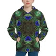 thumbnail image 1 of Lsque Peacock Feathers Patten Youth Hoodie Sweatshirt Pullover with Kangaroo Pocket Boys and Girls Hoodie Warm Hoodie for Kids-Medium, 1 of 6