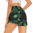 thumbnail image 1 of Lsque Peacock Feathers Printed Women's Running Shorts with Liner Pockets,Elastic Quick Dry Workout Athletic Gym Yoga Shorts,Womens High Waist Shorts-Medium, 1 of 9