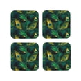 thumbnail image 1 of Lsque Peacock Feathers2 Pattern 4" Drink Coasters Set of 4, PVC Leather Absorbent Coasters, Table Coaster Set Decorative Coffee Cup Coasters Housewarming Gift -Square, 1 of 6
