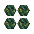 thumbnail image 1 of Lsque Peacock Feathers2 Pattern 4" Drink Coasters Set of 4, PVC Leather Absorbent Coasters, Table Coaster Set Decorative Coffee Cup Coasters Housewarming Gift -Hexagon, 1 of 6