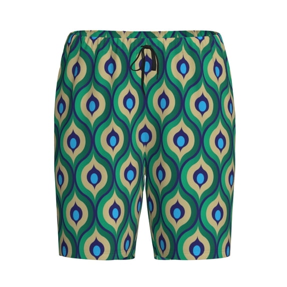 Lsque Peacock'S Tail Mens Sleep Pajama Shorts,Short Pajama Pants, Cotton Ultra-Soft Knit-X-Large