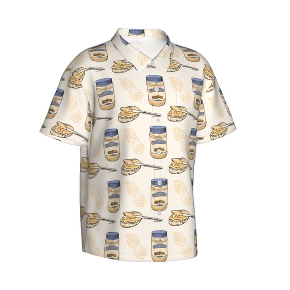Lsque Peanuts pattern Hawaiian Shirt for Men, Unisex Summer Beach Casual Short Sleeve Button Down Shirts-XX-Large