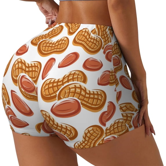 Lsque Peanuts4 Pattern High Waisted Biker Shorts for Women-Tummy Control Fitness Athletic Workout Running Yoga Gym Shorts,Moisture-Wicking-X-Large