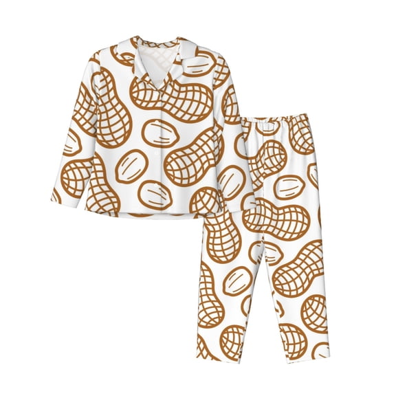 Lsque Peanuts7 Pattern Long Sleeve Pajama Set for Women - Soft 2-Piece Sleepwear and Loungewear Set with Pockets, Comfy Nightwear-X-Large