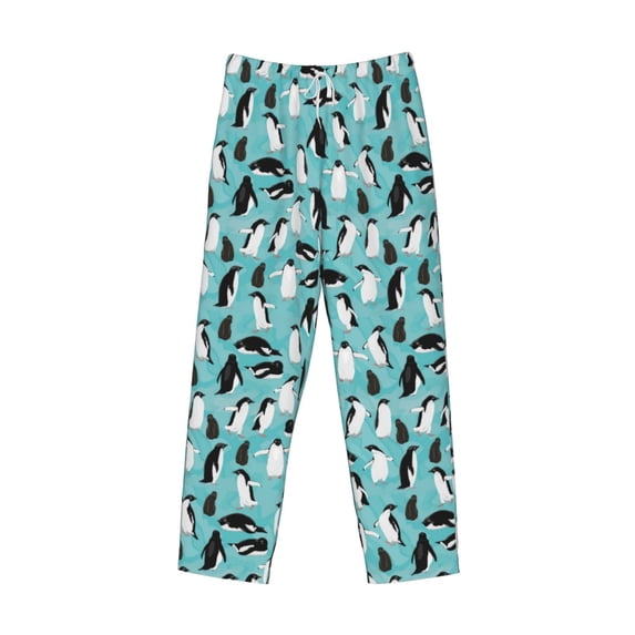 Lsque Penguins Print Men's Pajama Pants, Lounge Pant - Comfortable Home Wear,Elastic Waistband, Stylish Design-XX-Large