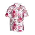 thumbnail image 1 of Lsque Peonies And Roses pattern Hawaiian Shirt for Men, Unisex Summer Beach Casual Short Sleeve Button Down Shirts-Large, 1 of 9