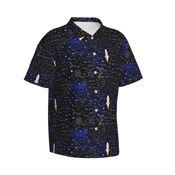 Lsque Physical Formulas pattern Hawaiian Shirt for Men, Unisex Summer Beach Casual Short Sleeve Button Down Shirts-3X-Large
