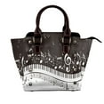 thumbnail image 1 of Lsque Piano Keys With Musical Notes Pattern Leather Rivet Shoulder Bag – Elegant Genuine Leather & Microfiber PU Crossbody with Detachable Adjustable Strap, 1 of 5