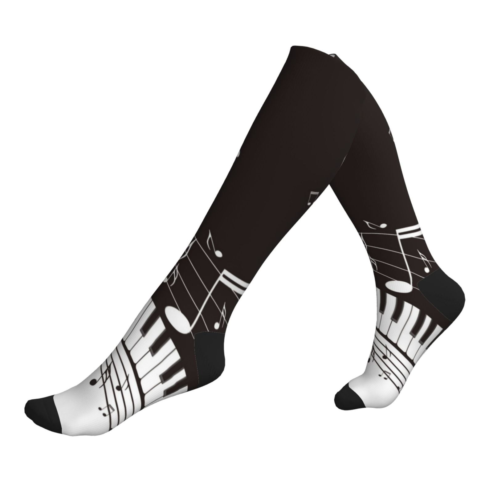 Lsque Piano Keys With Musical Notes Pattern Sport Compression Socks for ...