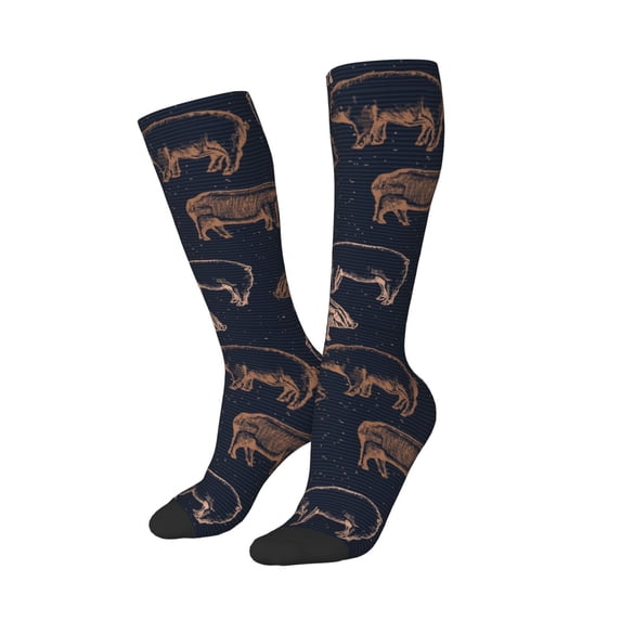 Lsque Pig Farm Printed Crew Socks Men's Women's LightWeight Thin Casual Calf Socks ,Knee High Socks,Cotton Socks