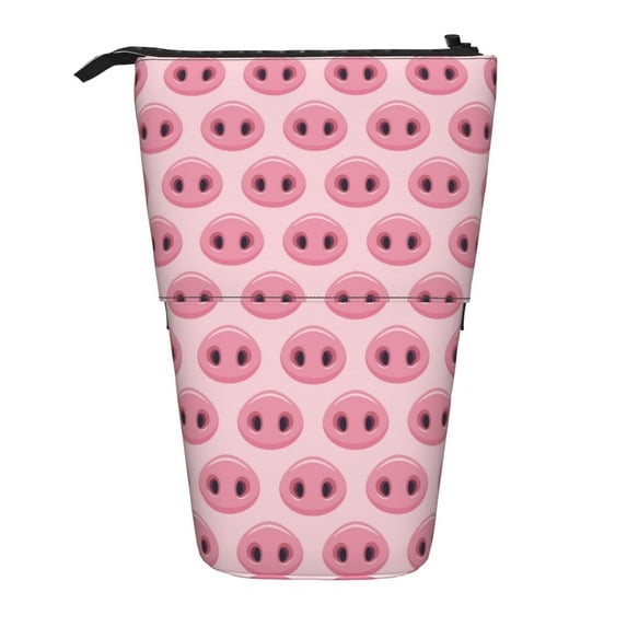 Lsque Pig Nose Pattern Telescopic Pencil Bag Pen Holder Stationery Case, Stand-up Retractable Transformer Bag Organizer