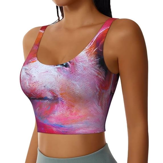 Lsque Pig Printed Women'S Sports Bra, Compression, Moisture Wicking, High-Impact Sports Bra For Women,Supportive sports bra-X-Large