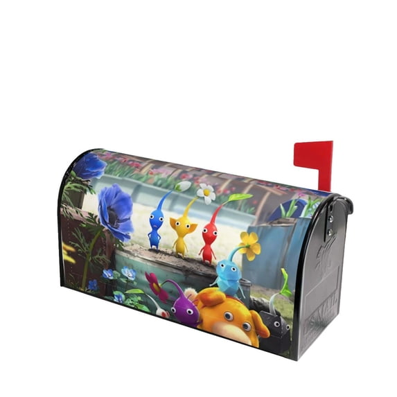 Lsque Pikmin Mailbox Cover Standard Size ,Magnetic Mailbox Covers Post Wraps Letter Box Cover -21x18 in