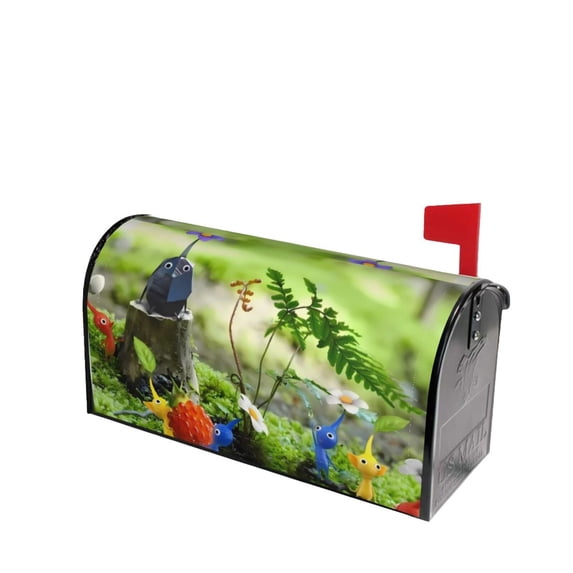 Lsque Pikmin Mailbox Cover Standard Size ,Magnetic Mailbox Covers Post Wraps Letter Box Cover -21x18 in