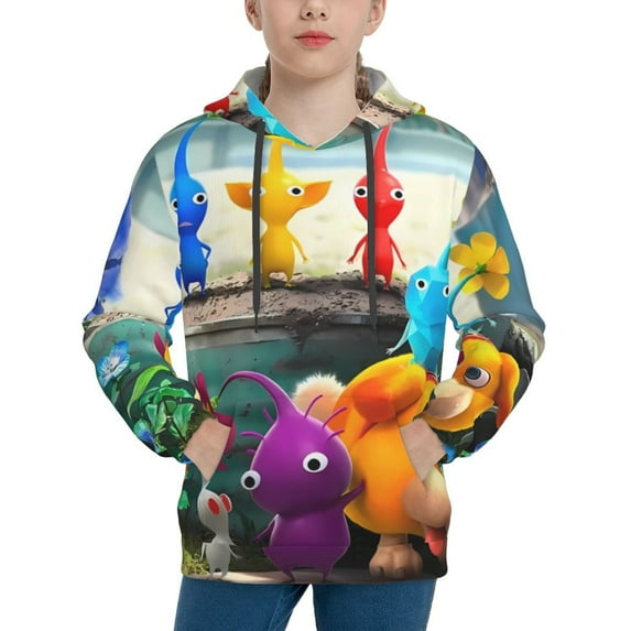 Lsque Pikmin Patten Youth Hoodie Sweatshirt Pullover with Kangaroo Pocket Boys and Girls Hoodie Warm Hoodie for Kids