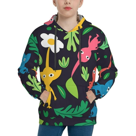 Lsque Pikmin Patten Youth Hoodie Sweatshirt Pullover with Kangaroo Pocket Boys and Girls Hoodie Warm Hoodie for Kids