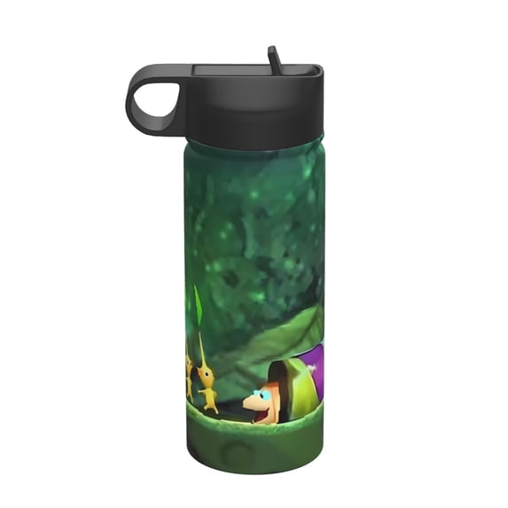 Lsque Pikmin Pattern 18oz Sports Insulated Kettle With Straw Insulated Water Bottle Insulated Tumbler For Men Womans Sports Insulated Kettle